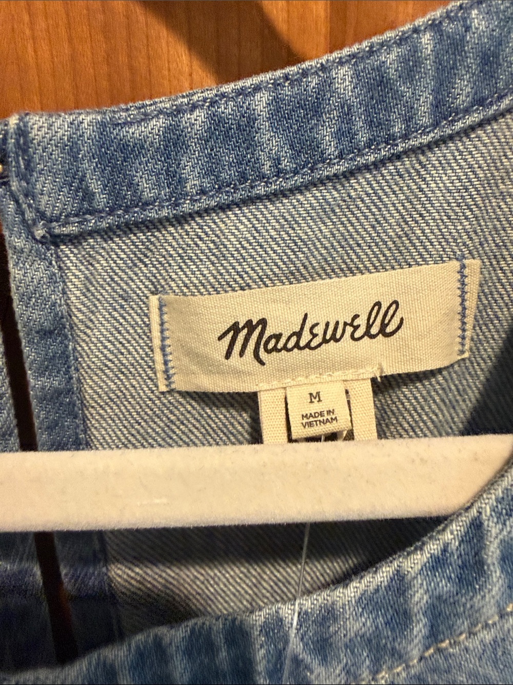 Madewell Sleeveless Denim A-Line Midi Dress — Light Blue - Picture 4 of 5